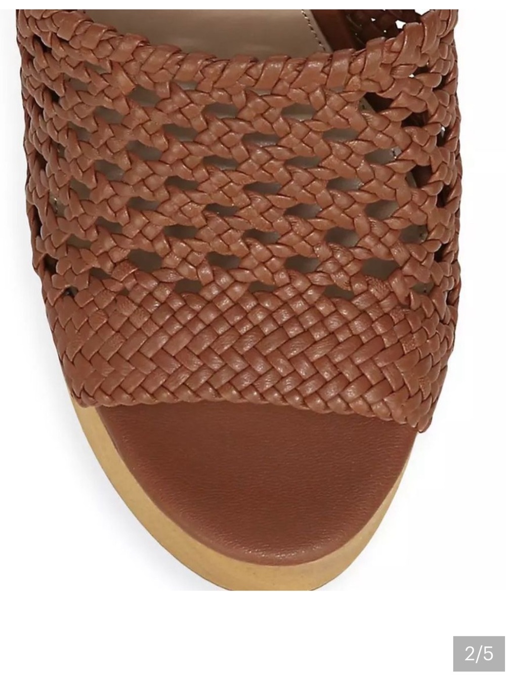 Veronica Beard Tan Woven Leather Platform Slide - Picture 3 of 3